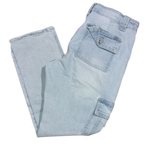 KanCan High Rise Straight Leg Cropped Cargo Jeans Size 9/28